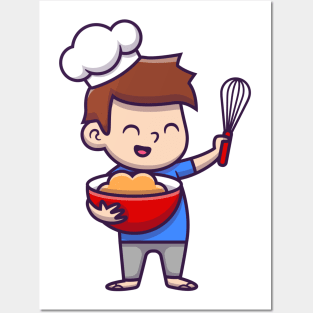 Cute Boy Chef Cooking Posters and Art